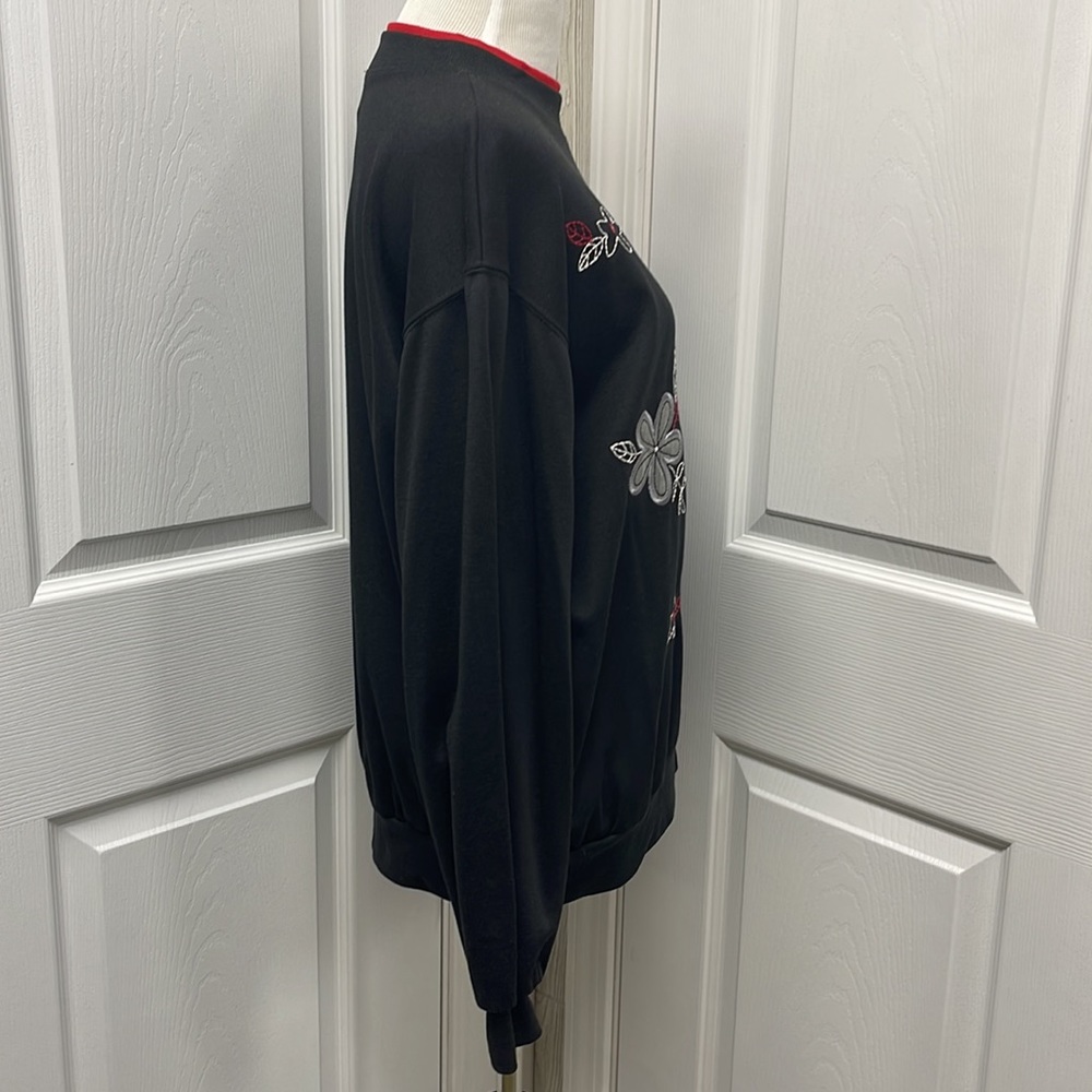 BonWorth Black Embroidered Floral Pullover Sweatshirt Small - Picture 9 of 12